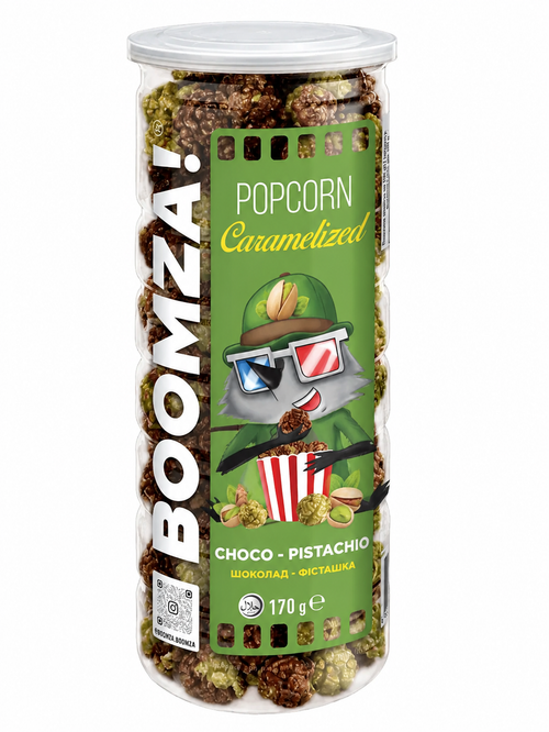 Boomza Popcorn Cioccolato e Pistacchio (Confezione da 12 pezzi)