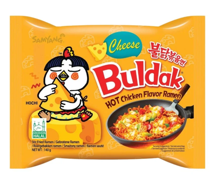 Buldak Hot Chicken Flavor Cheese, ramen al pollo piccante (Confezione da 5 pezzi)
