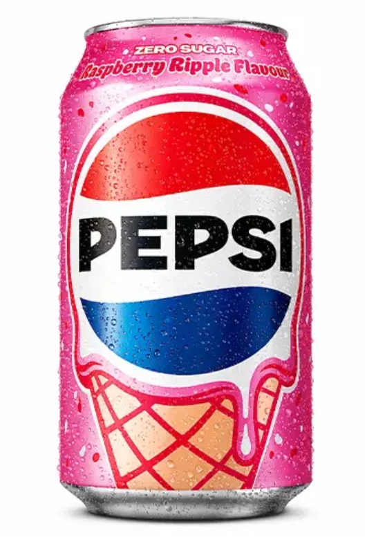 Pepsi Raspberry Ripple Flavour Zero Sugar (Confezione da 24 pezzi)